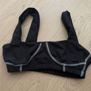 WeWoreWhat Black Sports Bra with White Accents